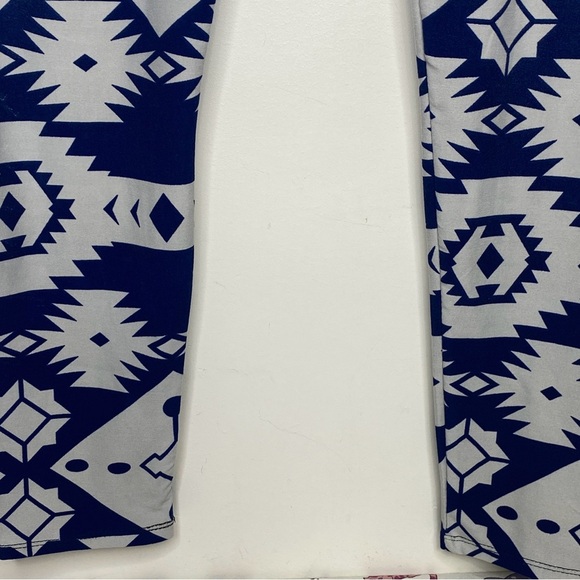 Lularoe Juniors Geometric Leggings S Navy Blue White Straight Leg Tapered Ankle - Picture 3 of 9